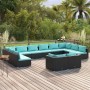 Gartenmöbel-Set, 12-teilig, schwarze Kissen aus synthetischem Rattan von vidaXL, Gartensets - Ref: Foro24-3102089, Preis: 1,0...