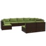 Set muebles de jardín 9 piezas y cojines ratán sintético marrón de vidaXL, Conjuntos de jardín - Ref: Foro24-3102564, Precio:...