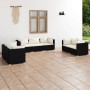 Set de muebles de jardín 7 pzas y cojines ratán sintético negro de vidaXL, Conjuntos de jardín - Ref: Foro24-3102263, Precio:...