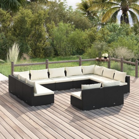 Gartenmöbel-Set 11-teilig, schwarze Kissen aus synthetischem Rattan von vidaXL, Gartensets - Ref: Foro24-3102119, Preis: 1,00...