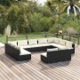 Set de muebles de jardín 11 pzas cojines ratán sintético negro de vidaXL, Conjuntos de jardín - Ref: Foro24-3102119, Precio: ...