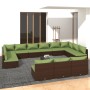 Set de muebles de jardín 14 pzas y cojines ratán PE marrón de vidaXL, Conjuntos de jardín - Ref: Foro24-3102164, Precio: 1,00...