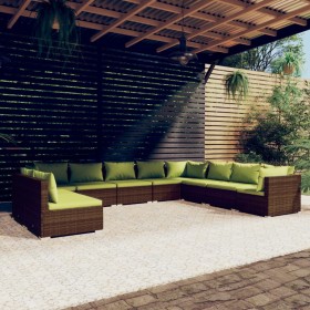 Garden furniture set 10 pieces and brown synthetic rattan cushions by vidaXL, Garden sets - Ref: Foro24-3102436, Price: 889,9...