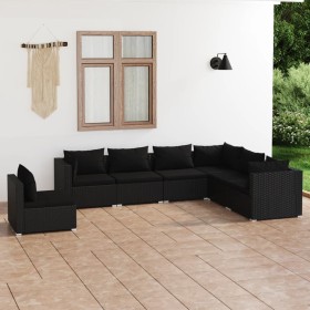 7-piece garden furniture set and black synthetic rattan cushions by vidaXL, Garden sets - Ref: Foro24-3102352, Price: 717,43 ...