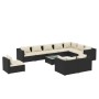 Set de muebles de jardín 11 pzs y cojines ratán sintético negro de vidaXL, Conjuntos de jardín - Ref: Foro24-3102663, Precio:...