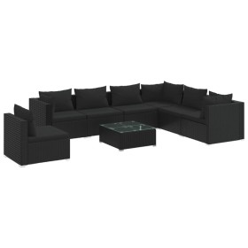 Gartenmöbelset 8-teilig und Kissen Kunststoff Rattan schwarz von vidaXL, Gartensets - Ref: Foro24-3102360, Preis: 780,99 €, R...