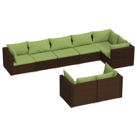 8-teilige Gartensofagarnitur und braune synthetische Rattankissen von vidaXL, Gartensets - Ref: Foro24-3102484, Preis: 871,99...