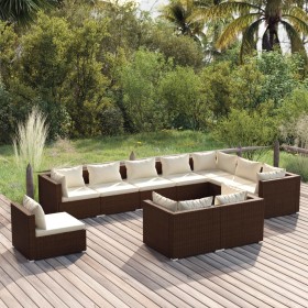 Garden furniture set 10 pieces and brown synthetic rattan cushions by vidaXL, Garden sets - Ref: Foro24-3102658, Price: 904,7...