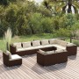 Set muebles de jardín 10 pzas y cojines ratán sintético marrón de vidaXL, Conjuntos de jardín - Ref: Foro24-3102658, Precio: ...