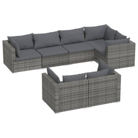 7-teiliges Gartenmöbel-Set und graue synthetische Rattankissen von vidaXL, Gartensets - Ref: Foro24-3102477, Preis: 629,33 €,...