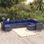 Set de muebles de jardín 9 pzas y cojines ratán sintético gris de vidaXL, Conjuntos de jardín - Ref: Foro24-3102678, Precio: ...