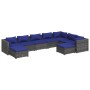 Set de muebles de jardín 9 pzas y cojines ratán sintético gris de vidaXL, Conjuntos de jardín - Ref: Foro24-3102678, Precio: ...