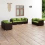 Set muebles de jardín 7 piezas y cojines ratán sintético marrón de vidaXL, Conjuntos de jardín - Ref: Foro24-3102268, Precio:...