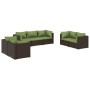 7-teiliges Gartenmöbel-Set und braune synthetische Rattankissen von vidaXL, Gartensets - Ref: Foro24-3102268, Preis: 566,59 €...