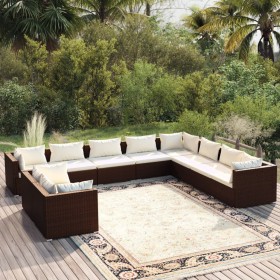 Gartenmöbel Set 10 Stück und Kissen braun synthetisches Rattan von vidaXL, Gartensets - Ref: Foro24-3102514, Preis: 904,73 €,...