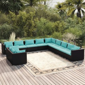 Gartenmöbel-Set 11-teilig und schwarze synthetische Rattankissen von vidaXL, Gartensets - Ref: Foro24-3102529, Preis: 1,00 €,...