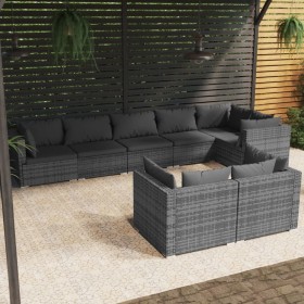 Satz Gartenmöbel 8 Stück und Kissen synthetischen Rattan grau von vidaXL, Gartensets - Ref: Foro24-3102485, Preis: 791,99 €, ...