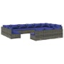 Set de muebles de jardín 13 pzas y cojines ratán sintético gris de vidaXL, Conjuntos de jardín - Ref: Foro24-3102158, Precio:...