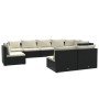 Set de muebles de jardín 9 pzas y cojines ratán sintético negro de vidaXL, Conjuntos de jardín - Ref: Foro24-3102559, Precio:...