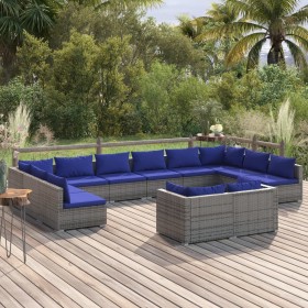 12-teiliges Gartenmöbel-Set und graue synthetische Rattankissen von vidaXL, Gartensets - Ref: Foro24-3102094, Preis: 866,99 €...