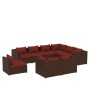 9-teiliges Gartenmöbel-Set und braune synthetische Rattankissen von vidaXL, Gartensets - Ref: Foro24-3102643, Preis: 812,32 €...