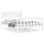 White solid wood bed frame with headboard 140x200 cm by vidaXL, Beds and slatted bases - Ref: Foro24-3193467, Price: 139,07 €...