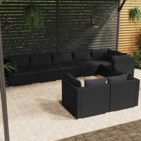 8-teiliges Gartenmöbel-Set und schwarze synthetische Rattankissen von vidaXL, Gartensets - Ref: Foro24-3102480, Preis: 1,00 €...