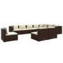 Set muebles de jardín 10 pzas y cojines ratán sintético marrón de vidaXL, Conjuntos de jardín - Ref: Foro24-3102594, Precio: ...