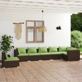 Set muebles de jardín 7 piezas y cojines ratán sintético marrón de vidaXL, Conjuntos de jardín - Ref: Foro24-3102340, Precio:...