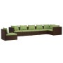 Set muebles de jardín 7 piezas y cojines ratán sintético marrón de vidaXL, Conjuntos de jardín - Ref: Foro24-3102340, Precio:...