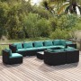 Set von Gartenmöbeln 10 Stück und Kissen schwarz synthetischen Rattan von vidaXL, Gartensets - Ref: Foro24-3102633, Preis: 1,...