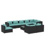 Set de muebles de jardín 10 pzs y cojines ratán sintético negro de vidaXL, Conjuntos de jardín - Ref: Foro24-3102633, Precio:...