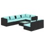 Set de muebles de jardín 8 pzas y cojines ratán sintético negro de vidaXL, Conjuntos de jardín - Ref: Foro24-3102393, Precio:...