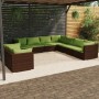 Garden furniture set 9 pieces with brown synthetic rattan cushions by vidaXL, Garden sets - Ref: Foro24-3102500, Price: 898,0...