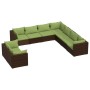 Set muebles de jardín 9 piezas y cojines ratán sintético marrón de vidaXL, Conjuntos de jardín - Ref: Foro24-3102500, Precio:...