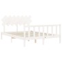 White solid wood bed frame with headboard 140x200 cm by vidaXL, Beds and slatted bases - Ref: Foro24-3193467, Price: 139,07 €...