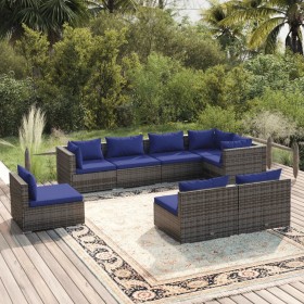 8-teiliges Gartensofa-Set und graue synthetische Rattankissen von vidaXL, Gartensets - Ref: Foro24-3102550, Preis: 536,99 €, ...