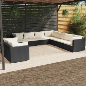 9-teiliges Gartenmöbel-Set und schwarze synthetische Rattankissen von vidaXL, Gartensets - Ref: Foro24-3102495, Preis: 804,99...