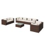 Set muebles de jardín 9 piezas y cojines ratán sintético marrón de vidaXL, Conjuntos de jardín - Ref: Foro24-3102290, Precio:...