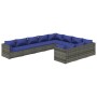 Set de muebles de jardín 10 pzas y cojines ratán sintético gris de vidaXL, Conjuntos de jardín - Ref: Foro24-3102782, Precio:...