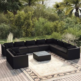 Gartenmöbel-Set 11-teilig und schwarze synthetische Rattankissen von vidaXL, Gartensets - Ref: Foro24-3102520, Preis: 1,00 €,...