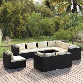 9-teiliges Gartenmöbel-Set und schwarze synthetische Rattankissen von vidaXL, Gartensets - Ref: Foro24-3102639, Preis: 804,21...