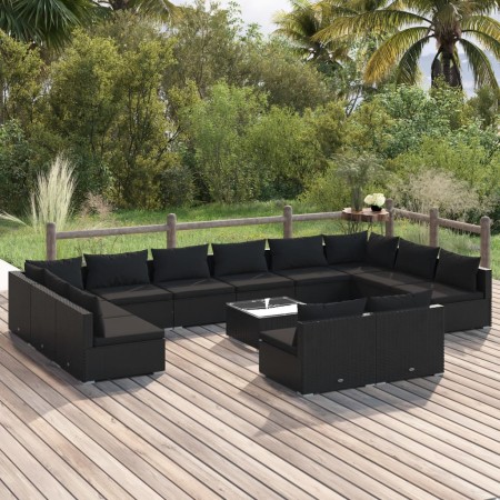 Gartenmöbel-Set, 13-teilig, schwarze Kissen aus synthetischem Rattan von vidaXL, Gartensets - Ref: Foro24-3102144, Preis: 1,0...