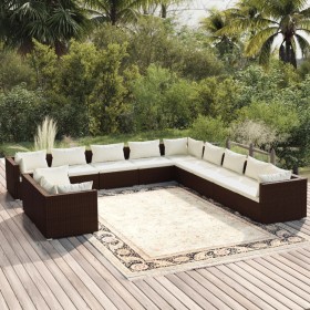 Gartenmöbel-Set, 11-teilig, braune Kissen aus synthetischem Rattan von vidaXL, Gartensets - Ref: Foro24-3102530, Preis: 983,9...