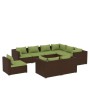 Set muebles de jardín 9 piezas y cojines ratán sintético marrón de vidaXL, Conjuntos de jardín - Ref: Foro24-3102644, Precio:...