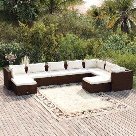 9-teiliges Gartenmöbel-Set und braune synthetische Rattankissen von vidaXL, Gartensets - Ref: Foro24-3102674, Preis: 928,52 €...