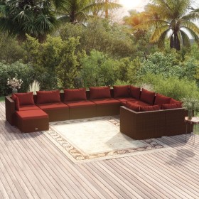 Gartenmöbel-Set 10-teilig und braune synthetische Rattankissen von vidaXL, Gartensets - Ref: Foro24-3102683, Preis: 942,93 €,...