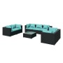 Set de muebles de jardín 8 pzas y cojines ratán sintético negro de vidaXL, Conjuntos de jardín - Ref: Foro24-3102273, Precio:...