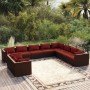 Set muebles de jardín 10 pzas y cojines ratán sintético marrón de vidaXL, Conjuntos de jardín - Ref: Foro24-3102515, Precio: ...