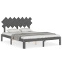 Estructura de cama con cabecero madera maciza gris 140x200 cm de vidaXL, Camas y somieres - Ref: Foro24-3193728, Precio: 140,...